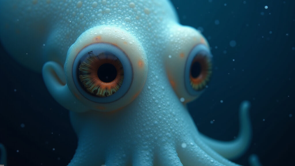 Lula-colossal com olhos gigantes.