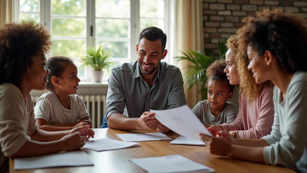 Família brasileira discutindo quem pode ser declarado como dependente no IR.
