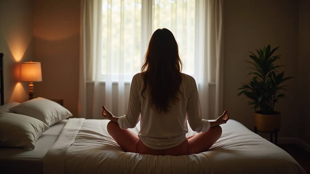Meditação noturna para um sono tranquilo e reparador.
